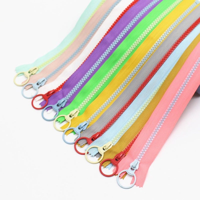 YaHoGa 10PCS 8 Inch (20CM) #5 Plastic Zippers with Lifting Ring Pull Close End Resin Zippers for DIY Sewing Craft Bags Garment (8" C/E) - Image 3